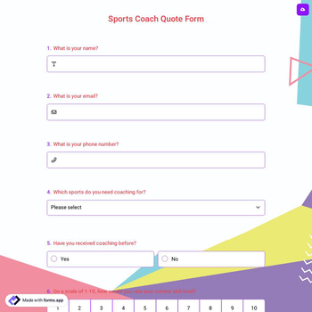 Sports Coach Quote Form