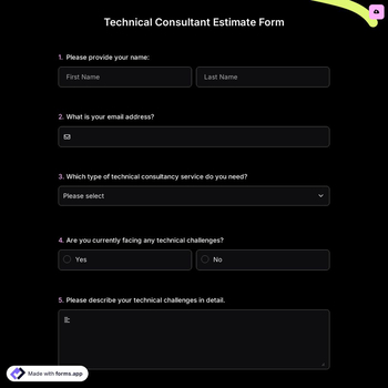 Technical Consultant Estimate Form