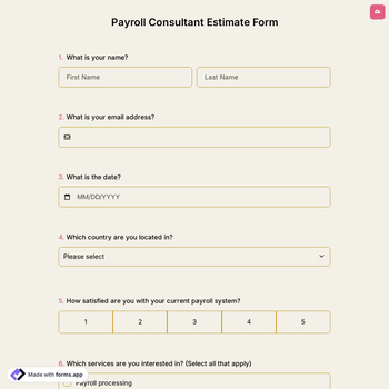 Payroll Consultant Estimate Form
