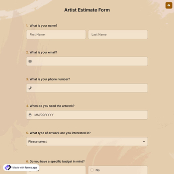 Artist Estimate Form