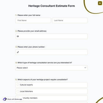 Heritage Consultant Estimate Form