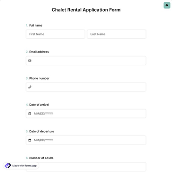 Chalet Rental Application Form
