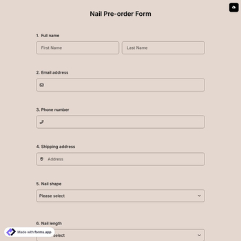 Nail Pre-Order Form