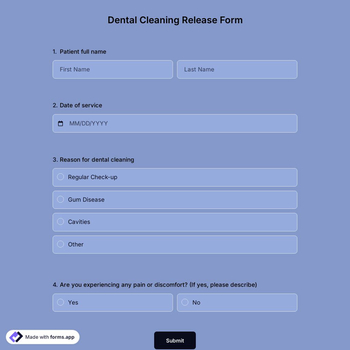 Dental Cleaning Release Form