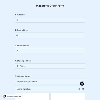 Macarons Order Form
