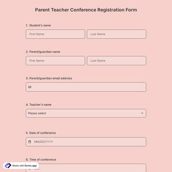 Parent Teacher Conference Registration Form