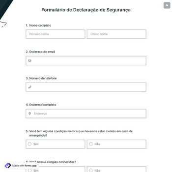 Formulário de Declaração de Segurança