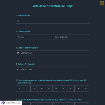 Formulaire de Clôture de Projet