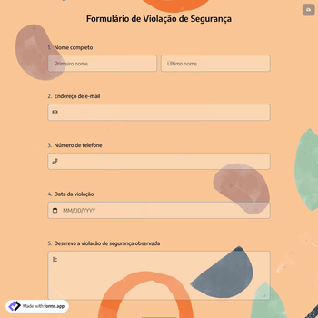 Formulário de Violação de Segurança