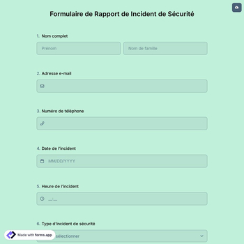 Formulaire de Rapport de Incident de Sécurité