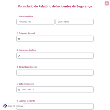 Formulário de Relatório de Incidentes de Segurança