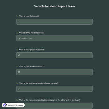 Vehicle Incident Report Form