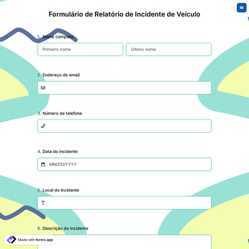 Formulário de Relatório de Incidente de Veículo