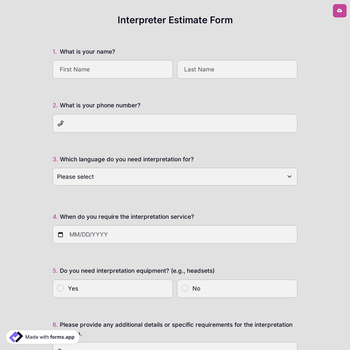 Interpreter Estimate Form