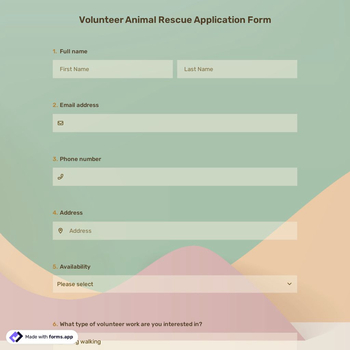 Volunteer Animal Rescue Application Form