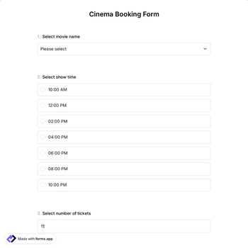 Cinema Booking Form
