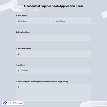 Mechanical Engineer Job Application Form