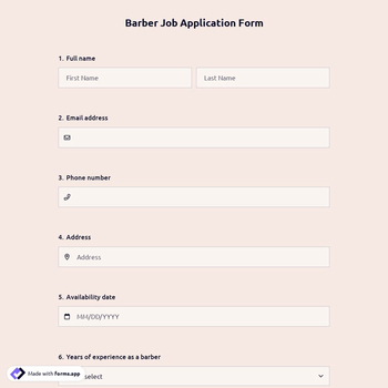 Barber Job Application Form