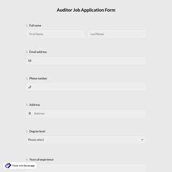Auditor Job Application Form