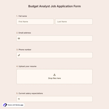 Budget Analyst Job Application Form
