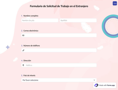 Formulario de Solicitud de Trabajo en el Extranjero