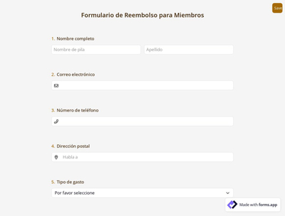 Formulario de Reembolso para Miembros
