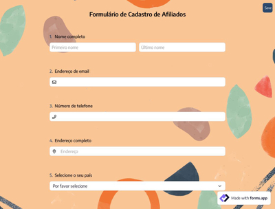 Formulário de Cadastro de Afiliados