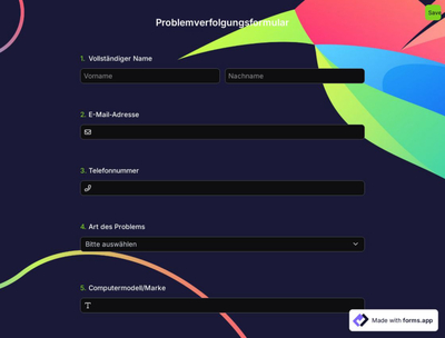 Problemverfolgungsformular