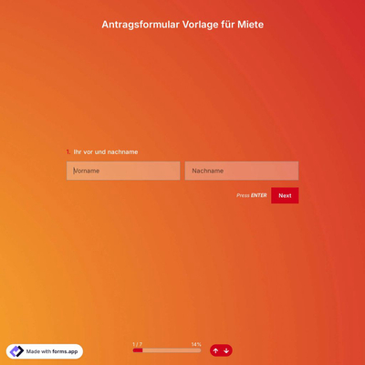 Antragsformular Vorlage für Miete