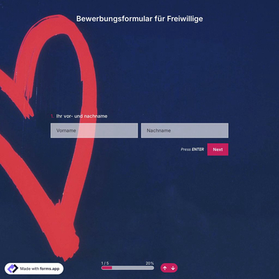 Bewerbungsformular für Freiwillige