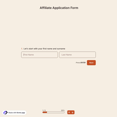 Affiliate Application Form Template