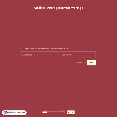 Affiliate-Antragsformularvorlage