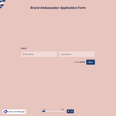 Brand Ambassador Application Form Template