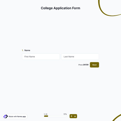 College Application Form Template