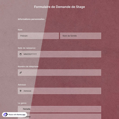 Modèle de Formulaire de Demande de Stage