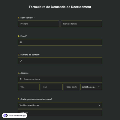 Modèle de Formulaire de Demande de Recrutement