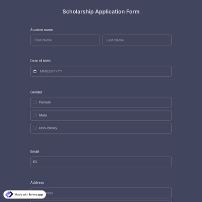Scholarship Application Form Template