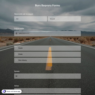 Burs Başvuru Formu Şablonu