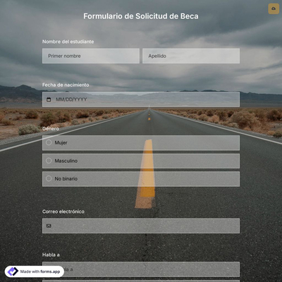 Plantilla de Formulario de Solicitud de Beca