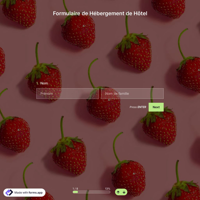 Modèle de Formulaire de Hébergement de Hôtel
