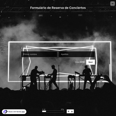 Plantilla de Formulario de Reserva de Conciertos