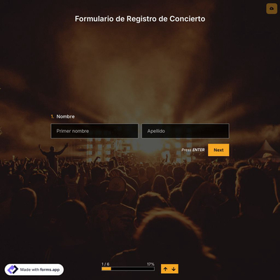 Plantilla de Formulario de Registro de Concierto