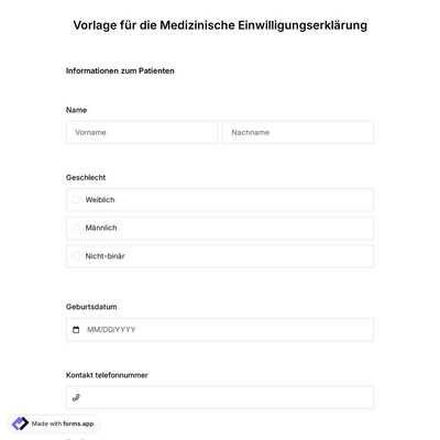 Vorlage für die Medizinische Einwilligungserklärung