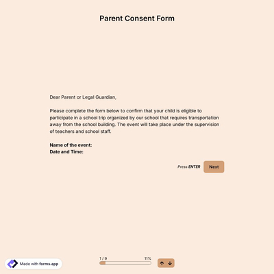 Parent Consent Form Template