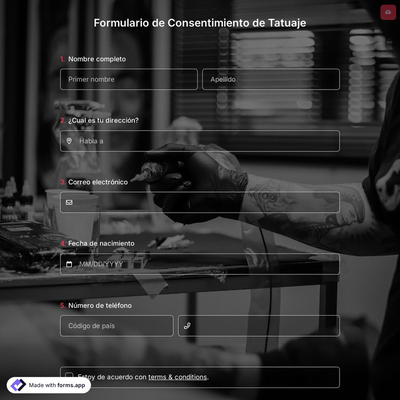 Plantilla de Formulario de Consentimiento de Tatuaje