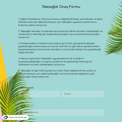 Telesağlık Onay Formu Şablonu