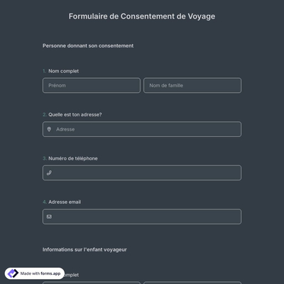Modèle de Formulaire de Consentement de Voyage