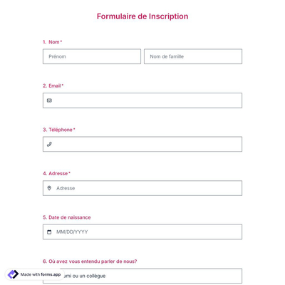 Modèle de Formulaire D'inscription