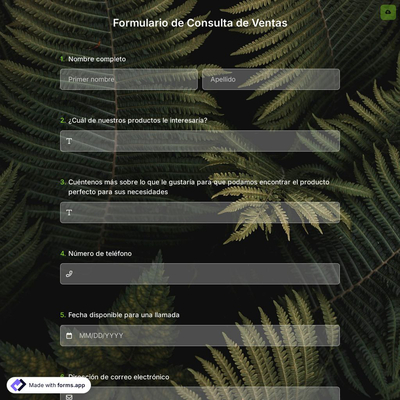 Plantilla de Formulario de Consulta de Ventas