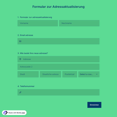Formularvorlage zur Adressaktualisierung